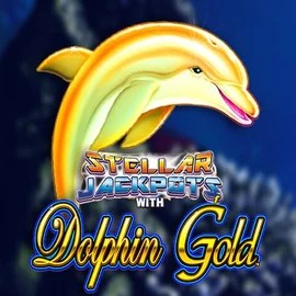 Dolphin Gold with Stellar Jackpots online game logo by Lightning Box Game on ninlay.eu